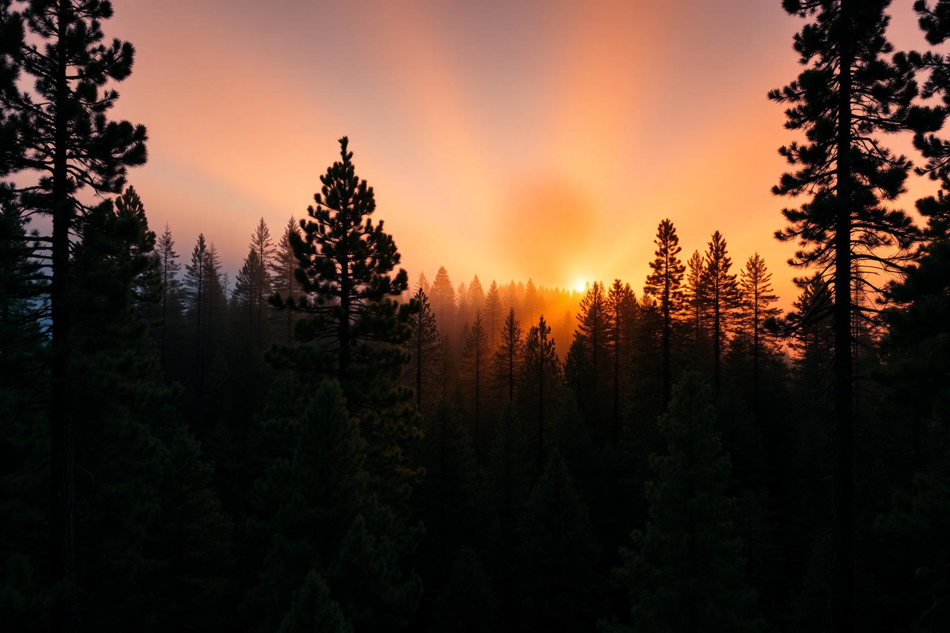 White Mountains pine forest at sunrise